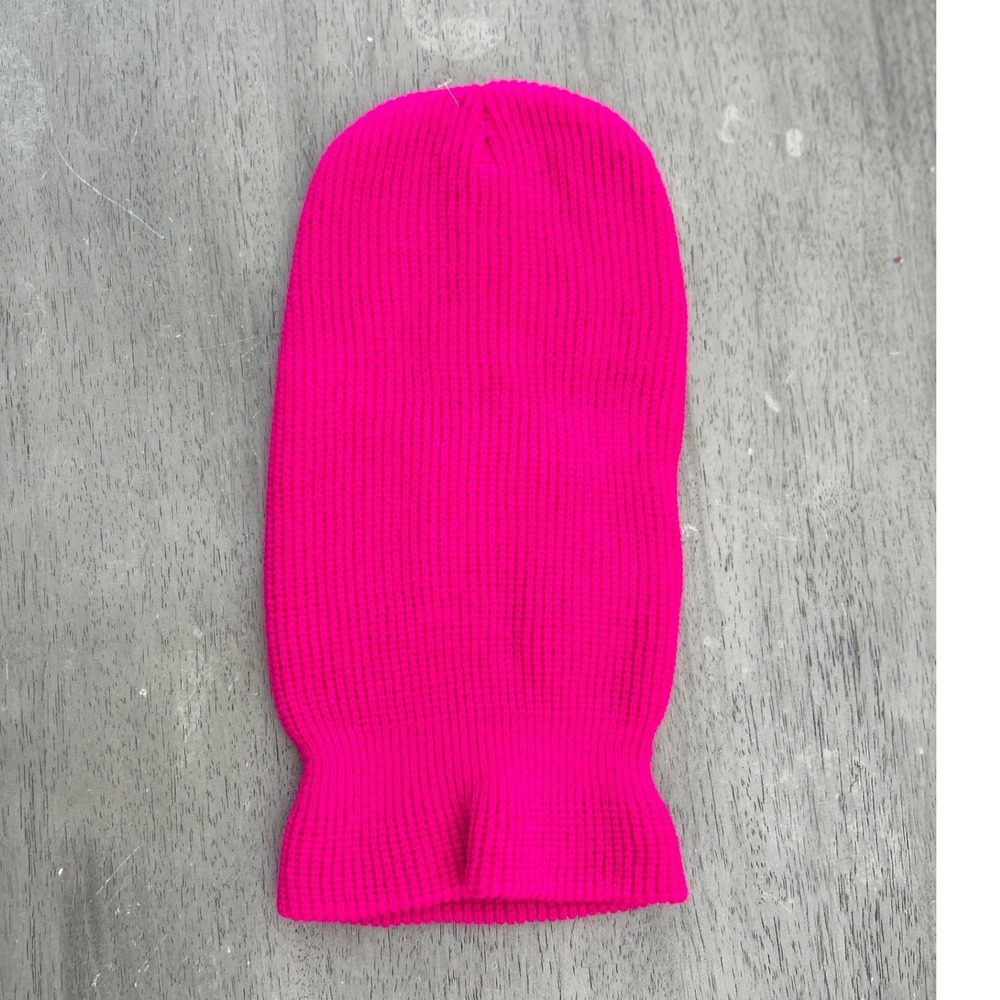 Neon Hot Pink 3 Hole Knit Balaclava Full‎ Face Mask Winter Ski Beanie Mask - Picture 2 of 6